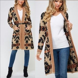 Belted Aztec Cardigan